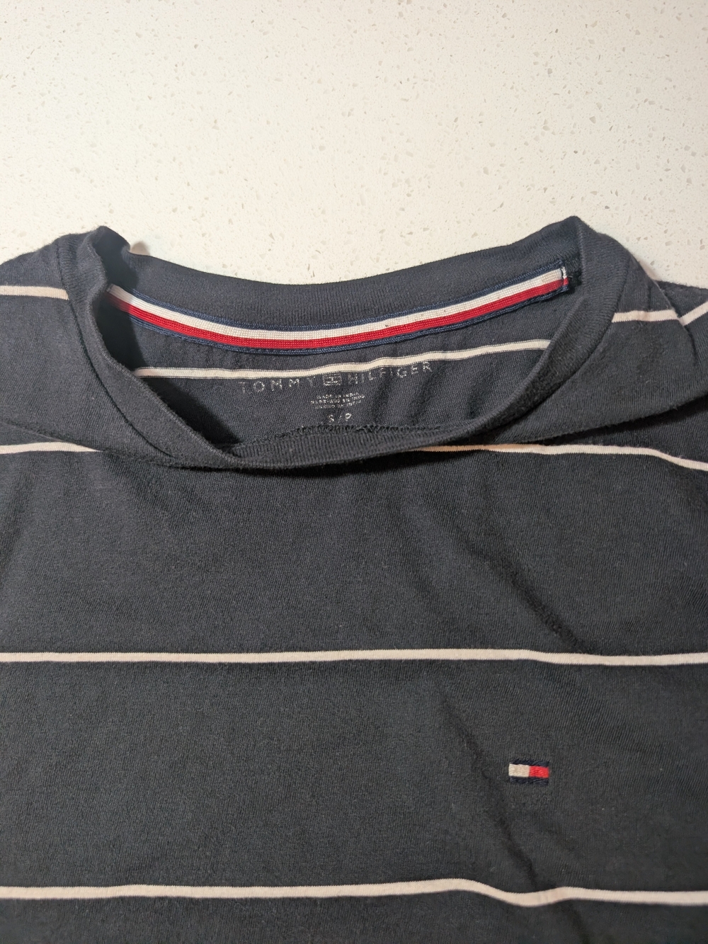 Tommy Hilfiger Boy  Navy and White Striped Crew Neck Tee